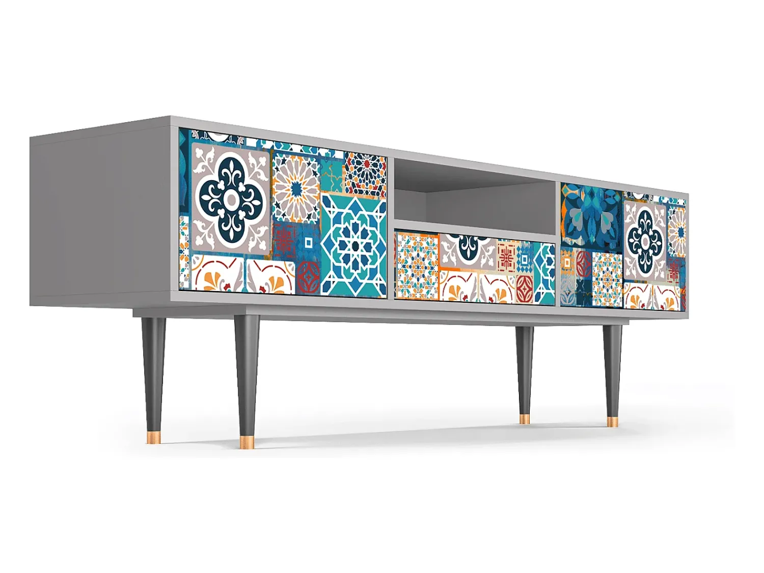 Discount Mueble de TV - 170х59х41 cm - T6 - Moroccan Market, Cinza Cinzento