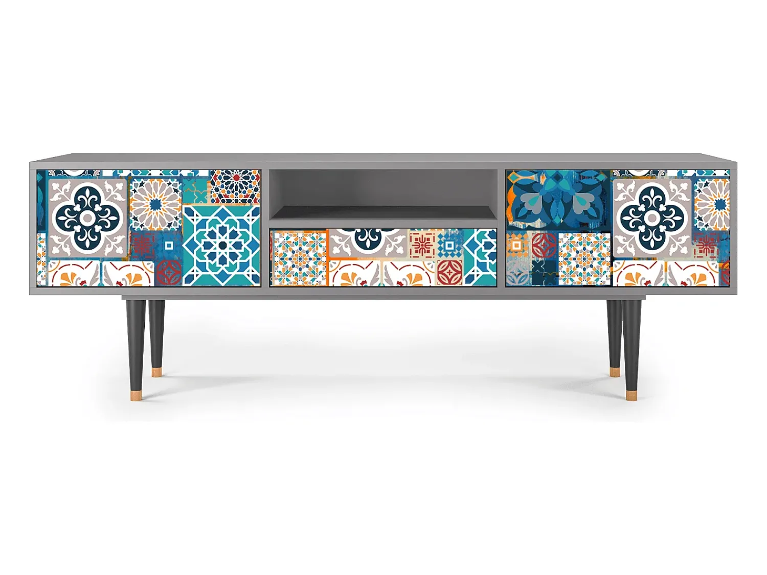 Discount Mueble de TV - 170х59х41 cm - T6 - Moroccan Market, Cinza Cinzento