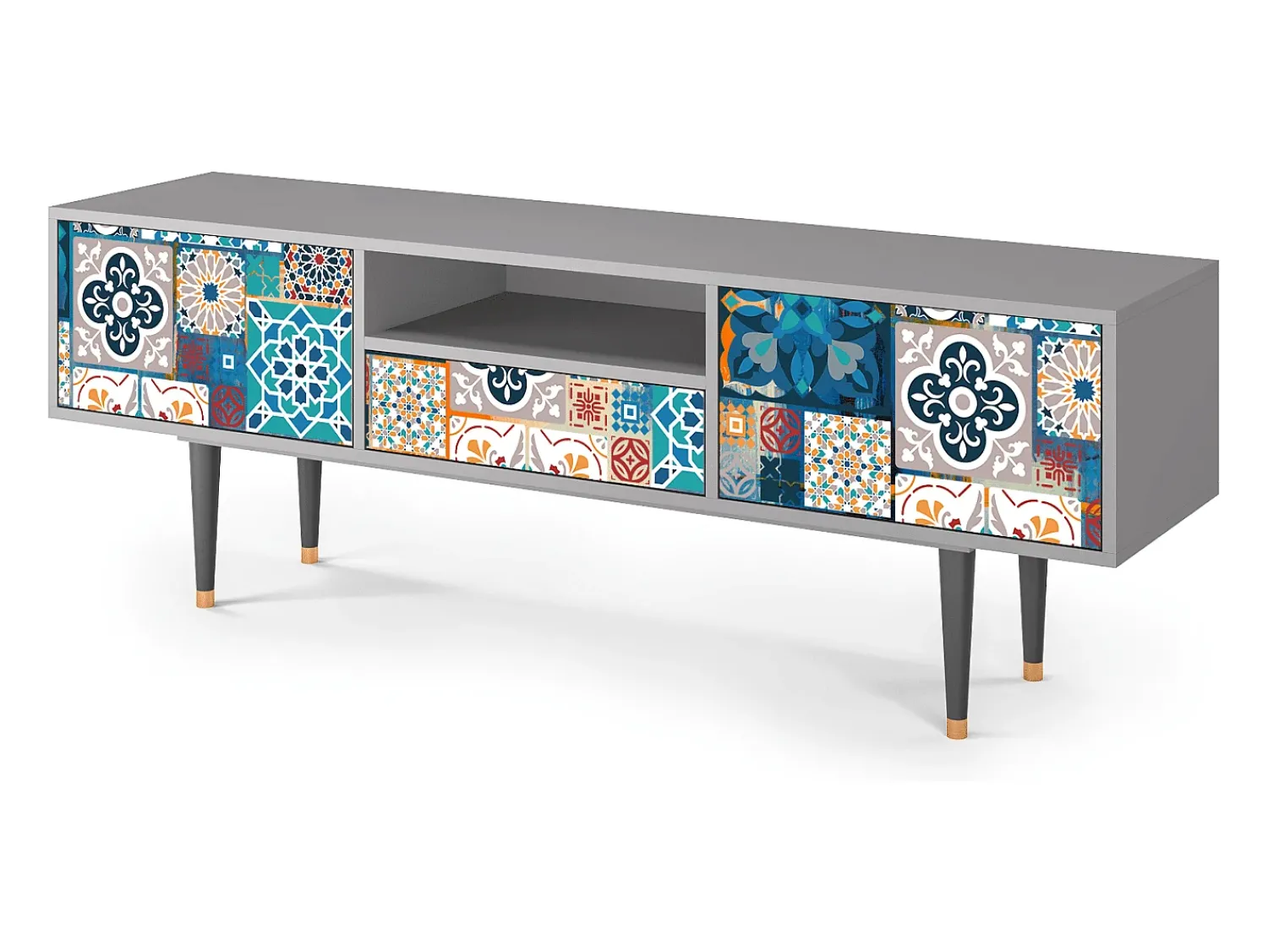 Discount Mueble de TV - 170х59х41 cm - T6 - Moroccan Market, Cinza Cinzento
