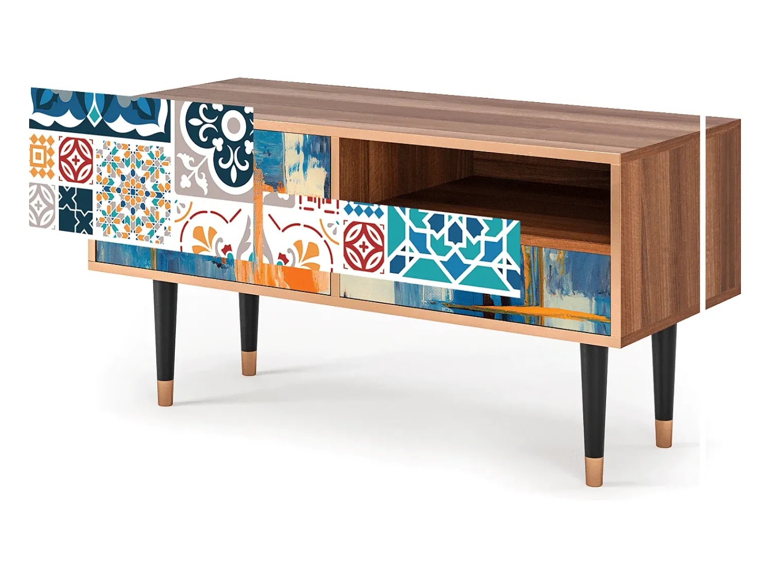 New Mueble de TV - 115х59х48 cm - T3 - Moroccan Market, Nogueira Castanho