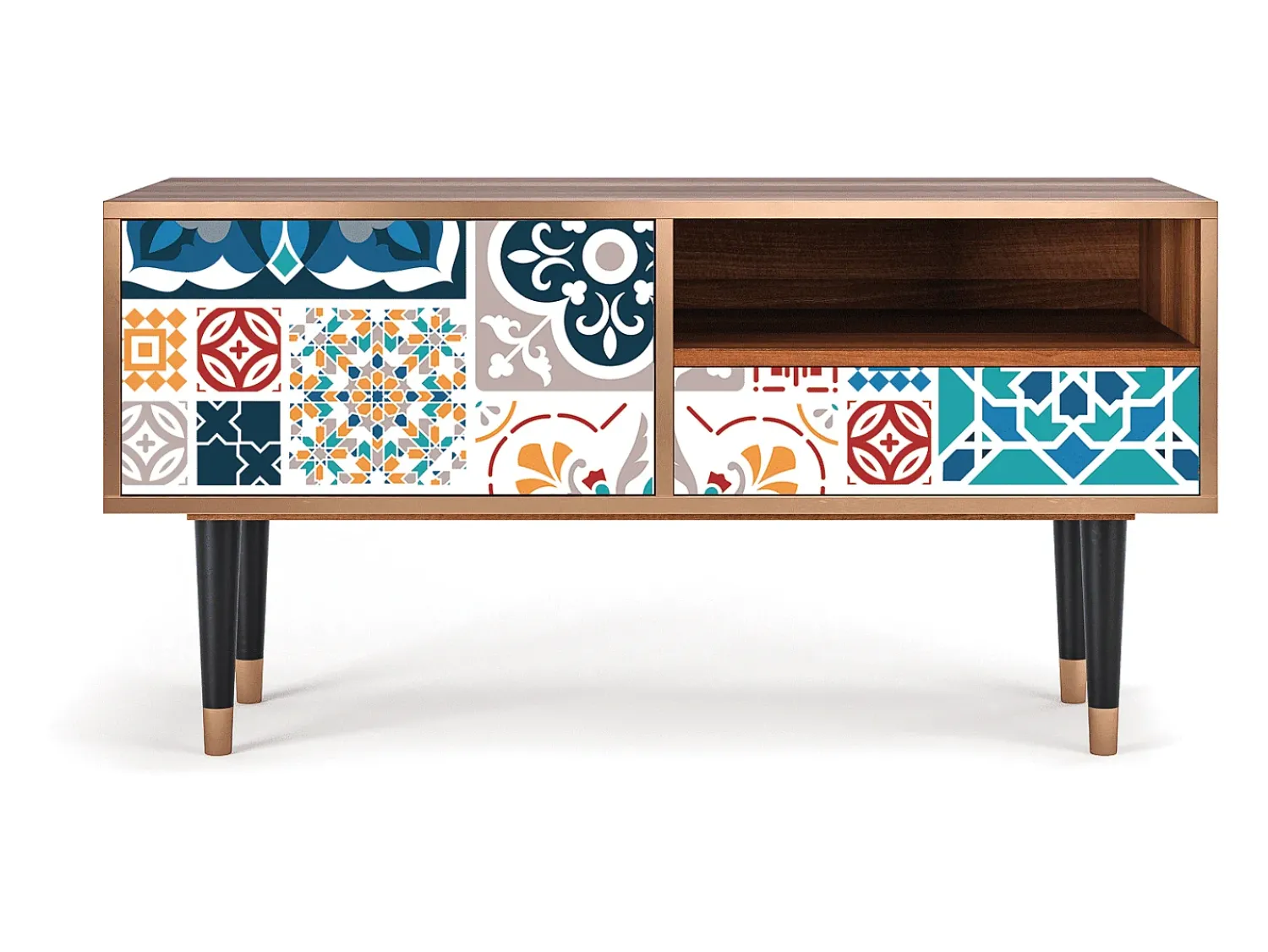 New Mueble de TV - 115х59х48 cm - T3 - Moroccan Market, Nogueira Castanho