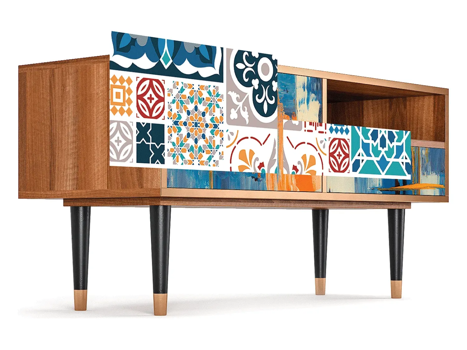New Mueble de TV - 115х59х48 cm - T3 - Moroccan Market, Nogueira Castanho