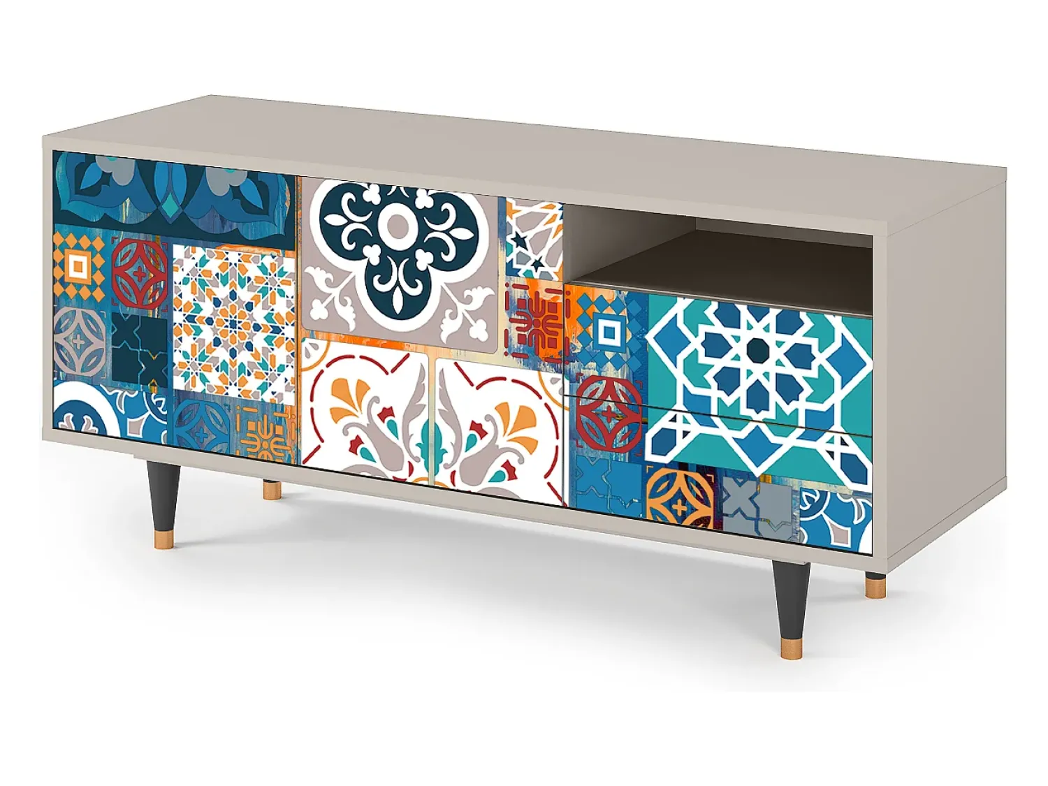 Móvel De Tv| Mueble de TV - 125х56х41 cm - T7 - Moroccan Market, Areia Bege