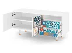 Mueble de TV - 125х56х41 cm - T7 - Moroccan Market, Branco^ Móvel De Tv