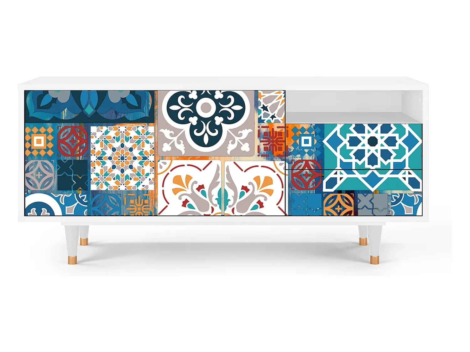 Mueble de TV - 125х56х41 cm - T7 - Moroccan Market, Branco^ Móvel De Tv
