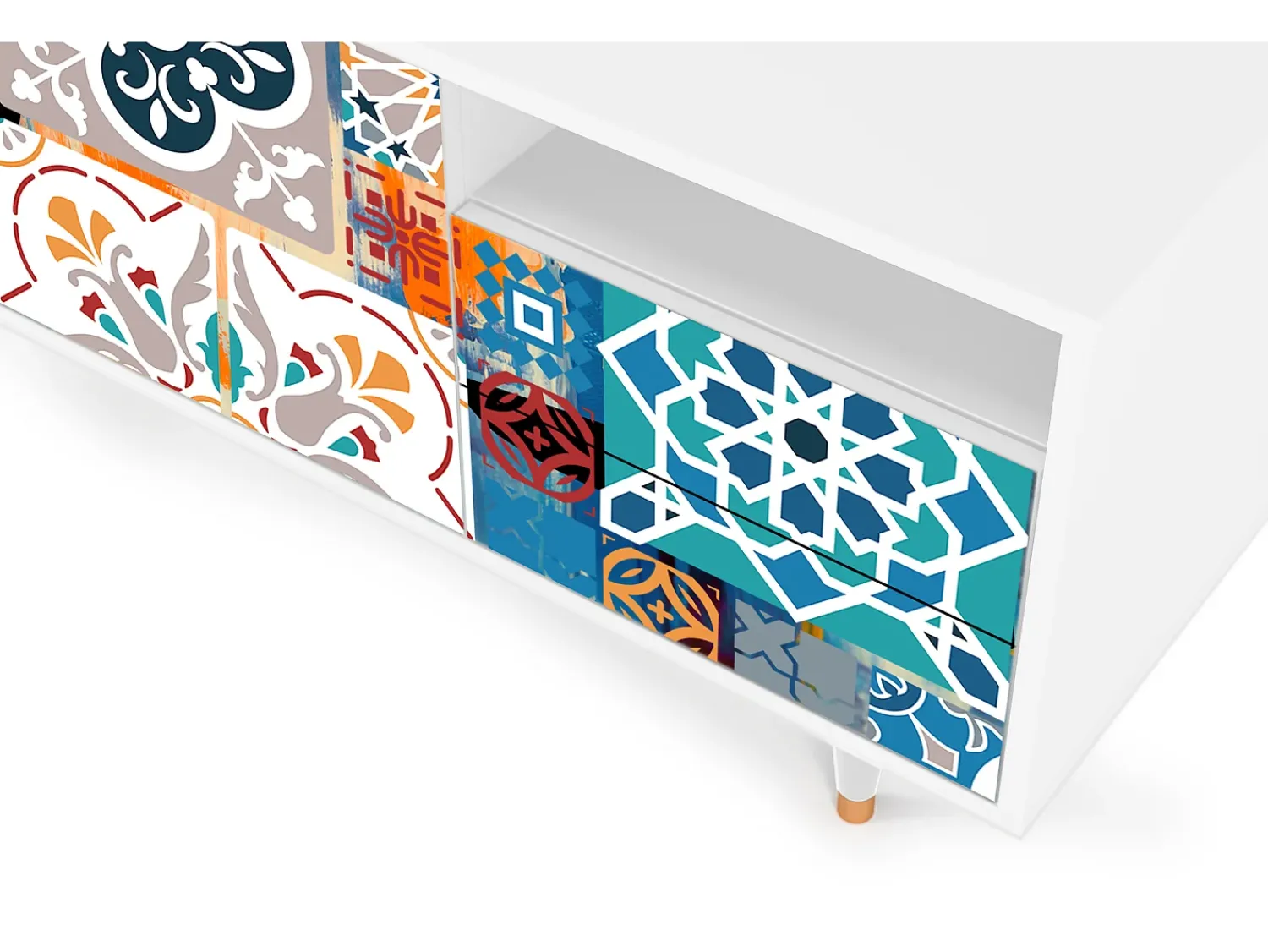 Mueble de TV - 125х56х41 cm - T7 - Moroccan Market, Branco^ Móvel De Tv
