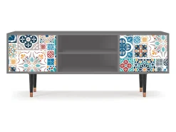Móvel De Tv| Mueble de TV - 170х69х48 cm - T2 - Moroccan Market, Cinza Cinzento