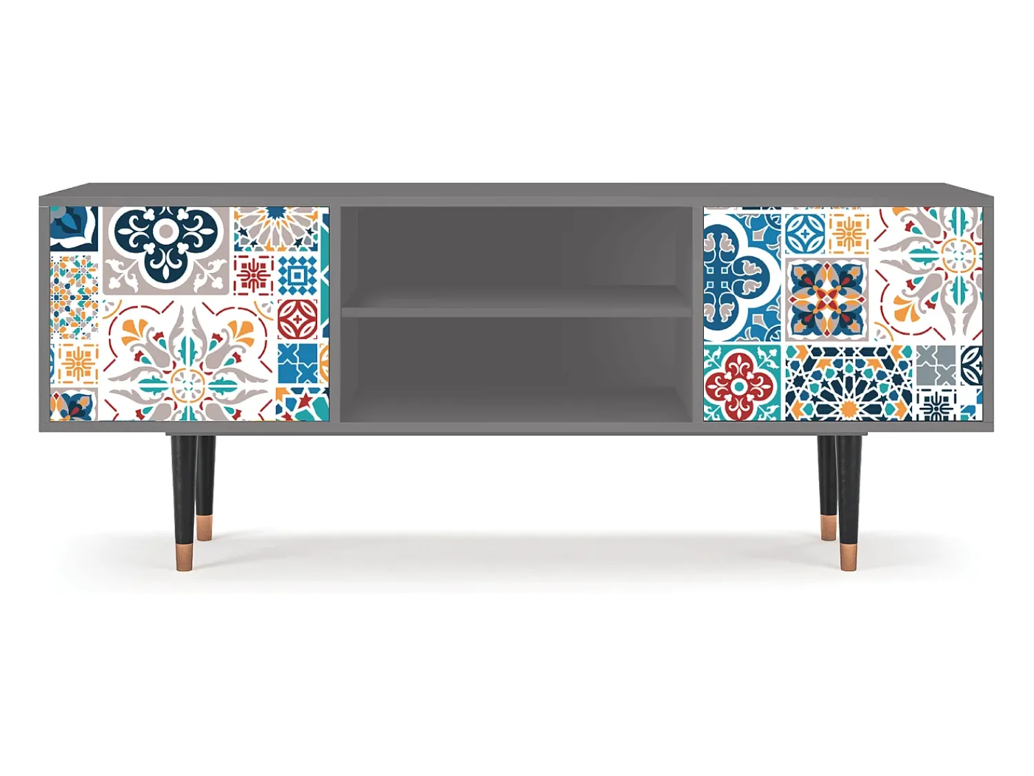 Móvel De Tv| Mueble de TV - 170х69х48 cm - T2 - Moroccan Market, Cinza Cinzento