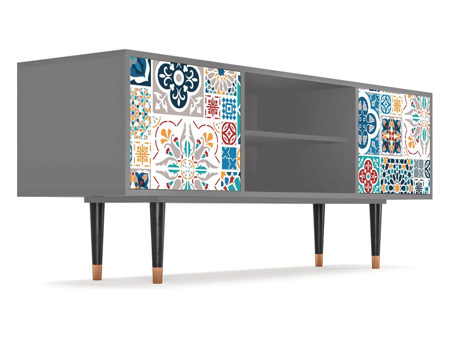 Móvel De Tv| Mueble de TV - 170х69х48 cm - T2 - Moroccan Market, Cinza Cinzento