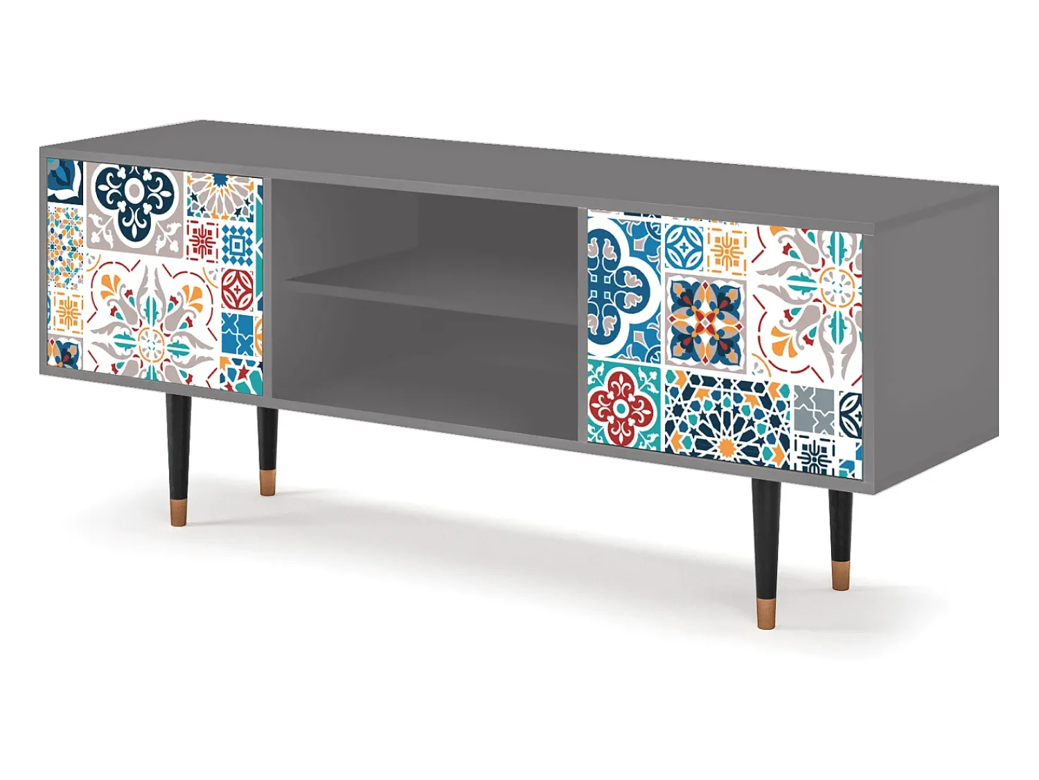 Móvel De Tv| Mueble de TV - 170х69х48 cm - T2 - Moroccan Market, Cinza Cinzento