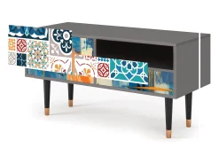 Móvel De Tv* Mueble de TV - 115х59х48 cm - T3 - Moroccan Market, Cinza Cinzento