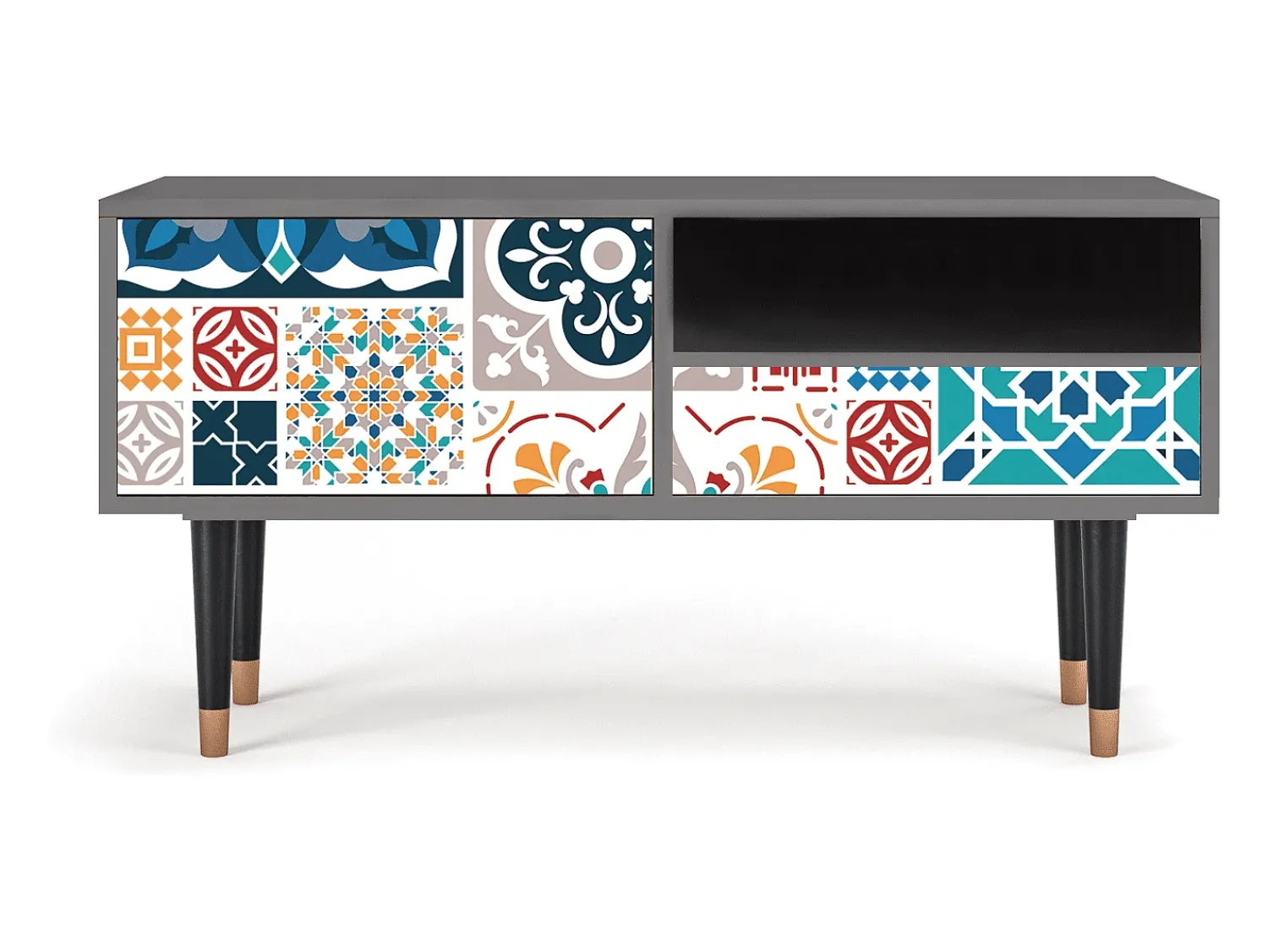 Móvel De Tv* Mueble de TV - 115х59х48 cm - T3 - Moroccan Market, Cinza Cinzento