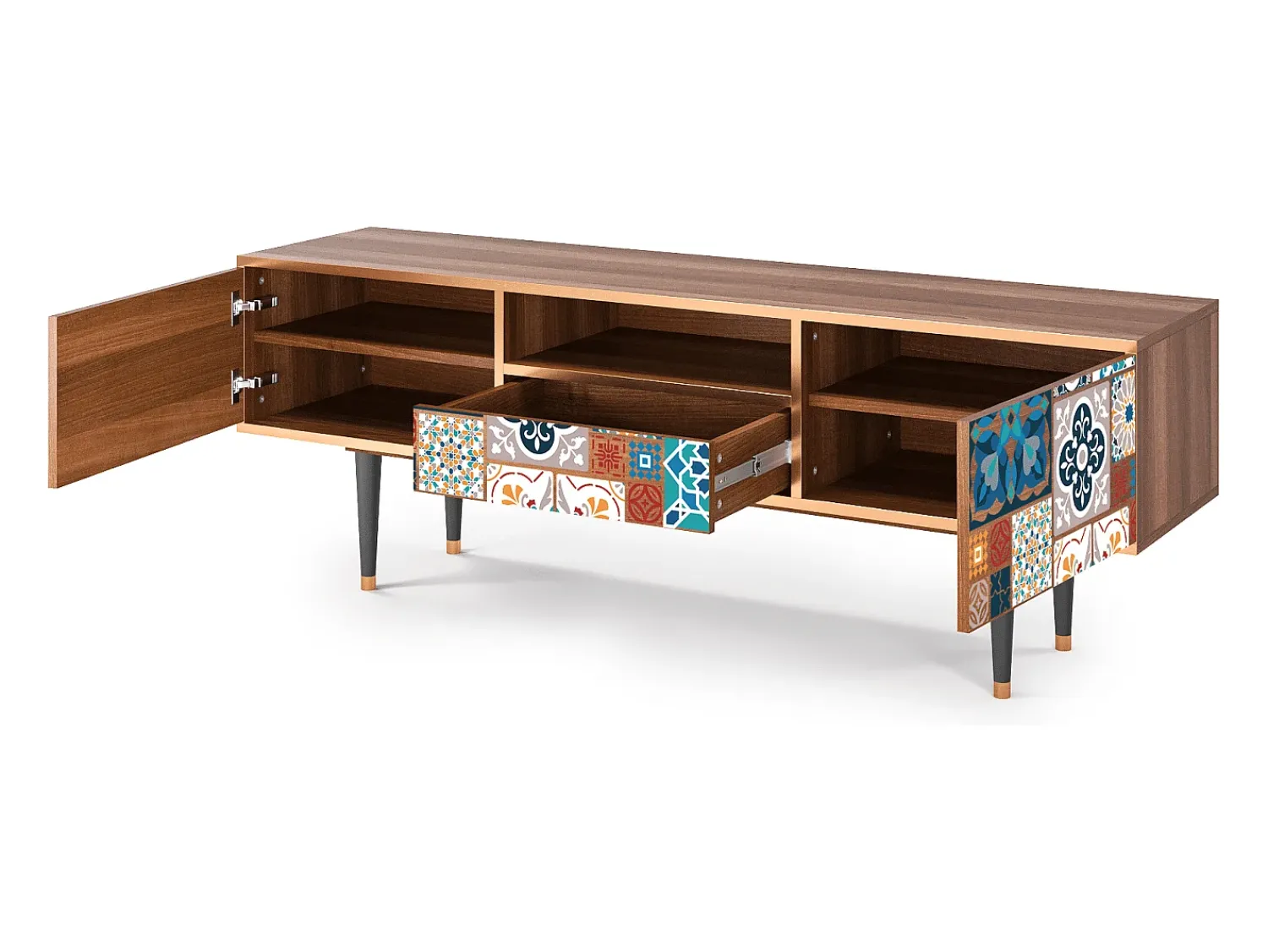 Móvel De Tv| Mueble de TV - 170х59х41 cm - T6 - Moroccan Market, Nogueira Castanho