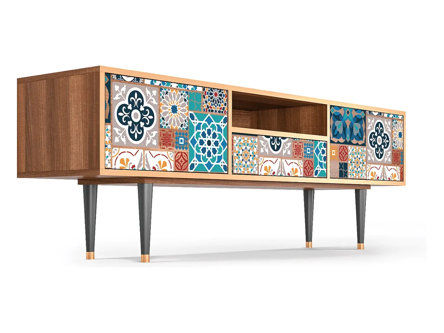 Móvel De Tv| Mueble de TV - 170х59х41 cm - T6 - Moroccan Market, Nogueira Castanho