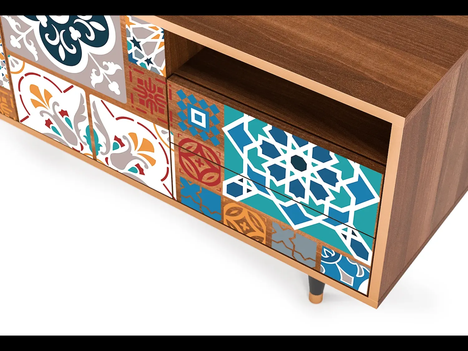 Mueble de TV - 125х56х41 cm - T7 - Moroccan Market, Nogueira^ Móvel De Tv