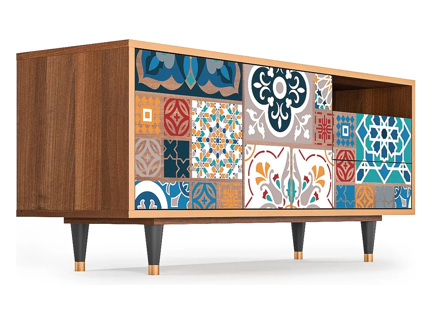 Mueble de TV - 125х56х41 cm - T7 - Moroccan Market, Nogueira^ Móvel De Tv