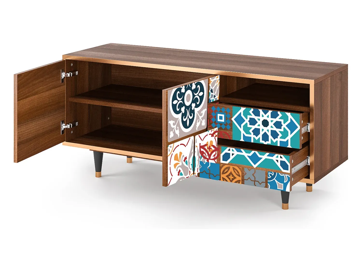 Mueble de TV - 125х56х41 cm - T7 - Moroccan Market, Nogueira^ Móvel De Tv