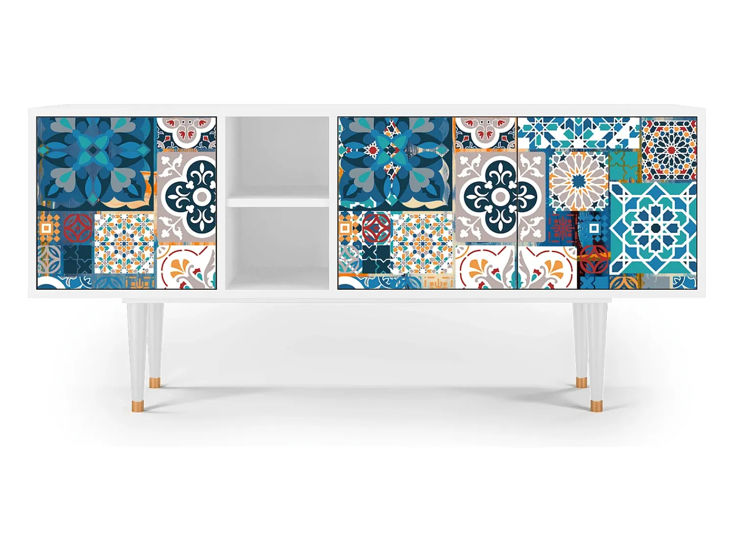 Móvel De Tv| Mueble de TV - 150х69х41 cm - T5 - Moroccan Market, Branco Bege