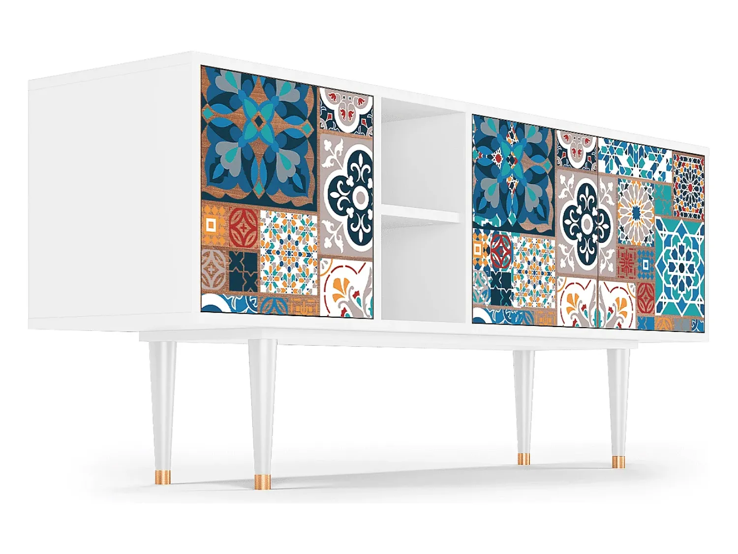 Móvel De Tv| Mueble de TV - 150х69х41 cm - T5 - Moroccan Market, Branco Bege