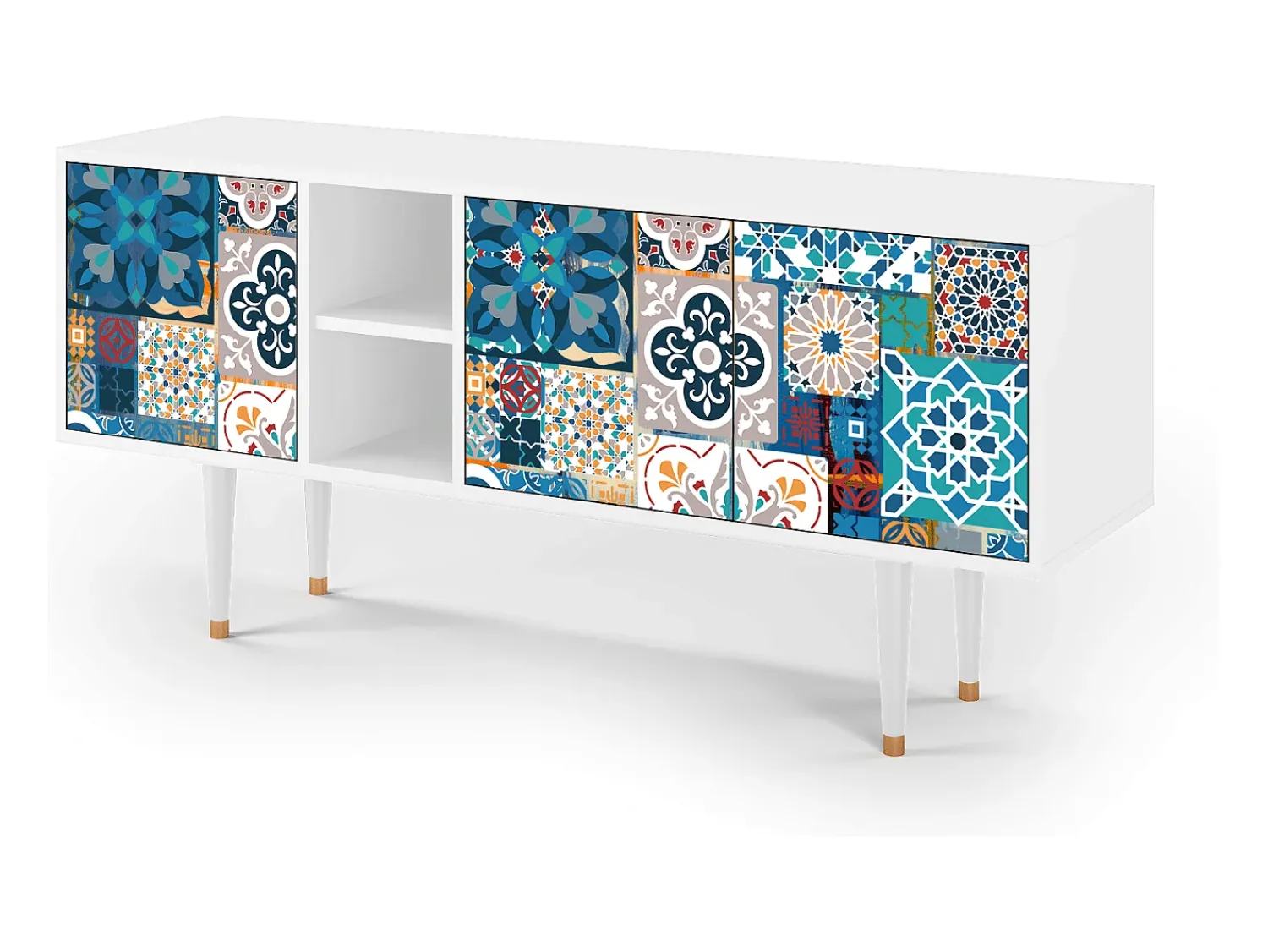 Móvel De Tv| Mueble de TV - 150х69х41 cm - T5 - Moroccan Market, Branco Bege
