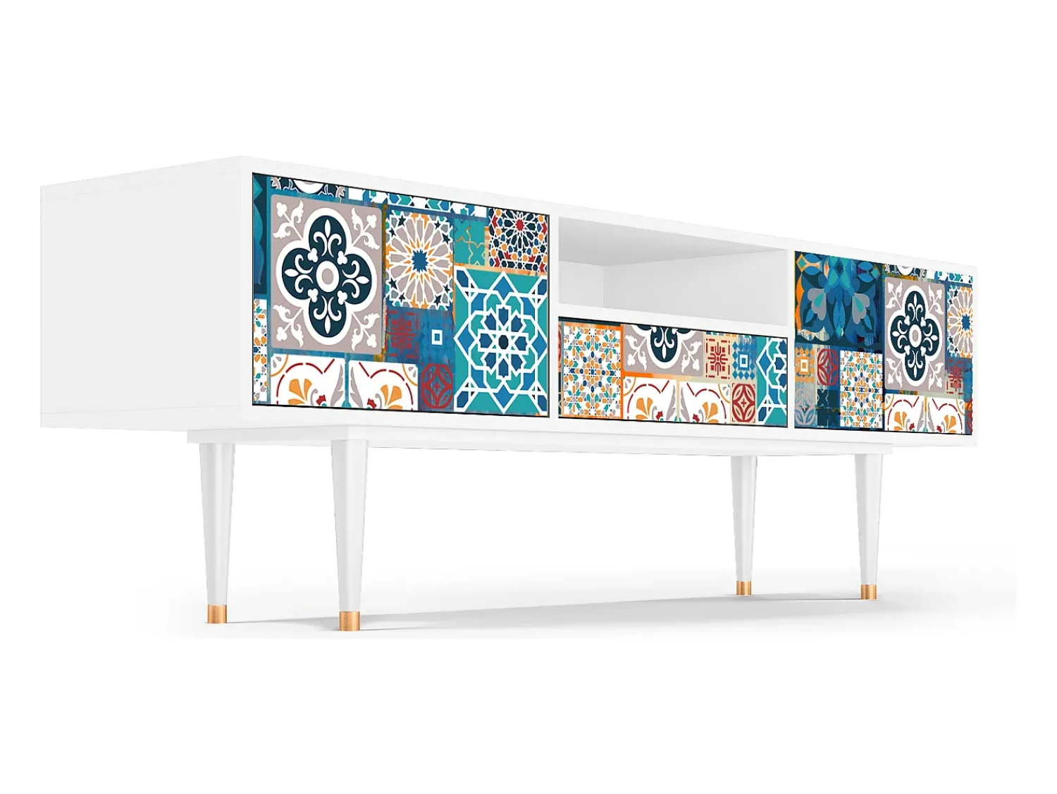 Mueble de TV - 170х59х41 cm - T6 - Moroccan Market, Branco^ Móvel De Tv