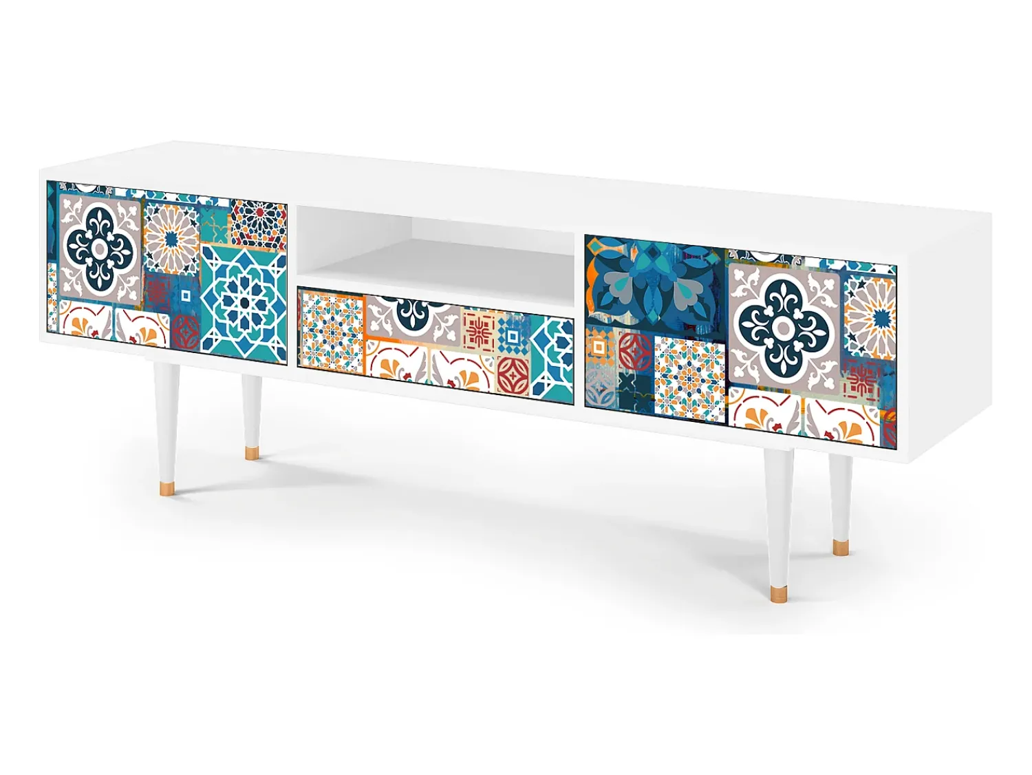 Mueble de TV - 170х59х41 cm - T6 - Moroccan Market, Branco^ Móvel De Tv