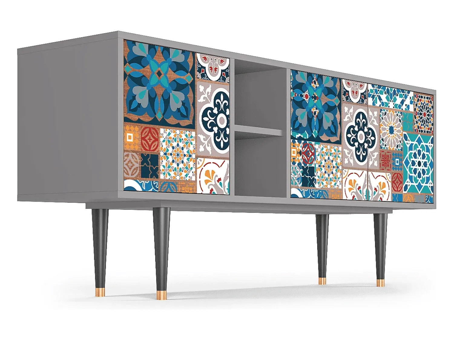 Mueble de TV - 150х69х41 cm - T5 - Moroccan Market, Cinza^ Móvel De Tv