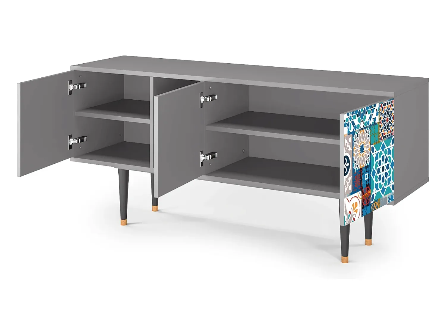 Mueble de TV - 150х69х41 cm - T5 - Moroccan Market, Cinza^ Móvel De Tv