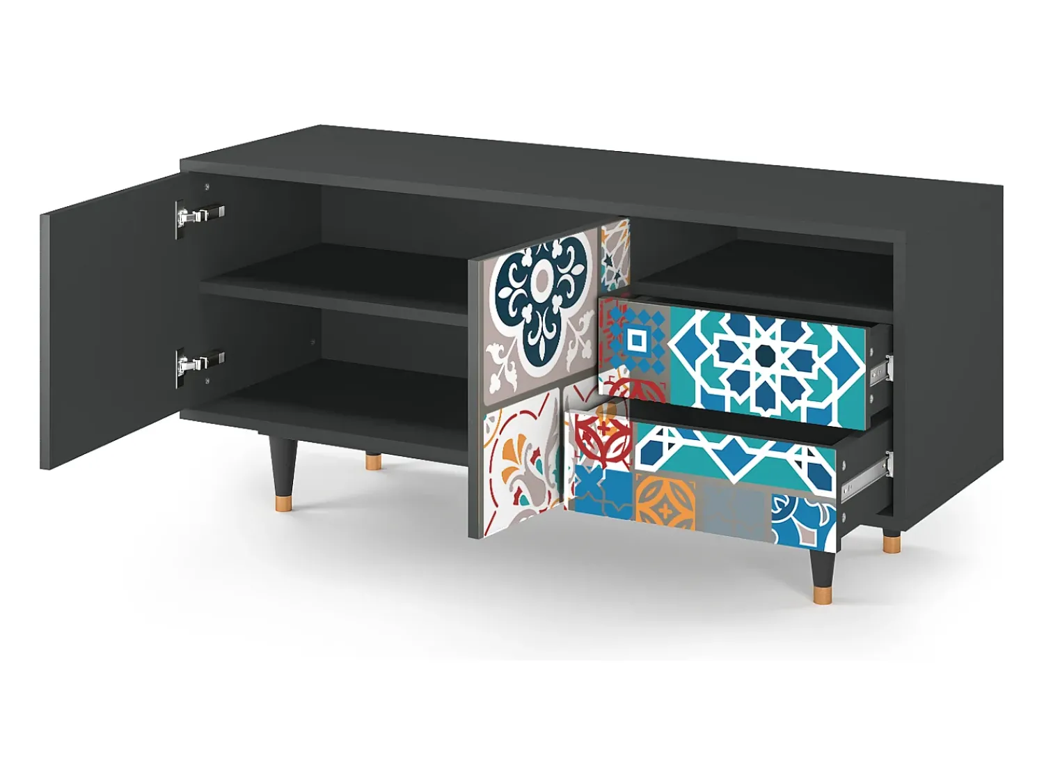 Mueble de TV - 125х56х41 cm - T7 - Moroccan Market, Antracite^ Móvel De Tv