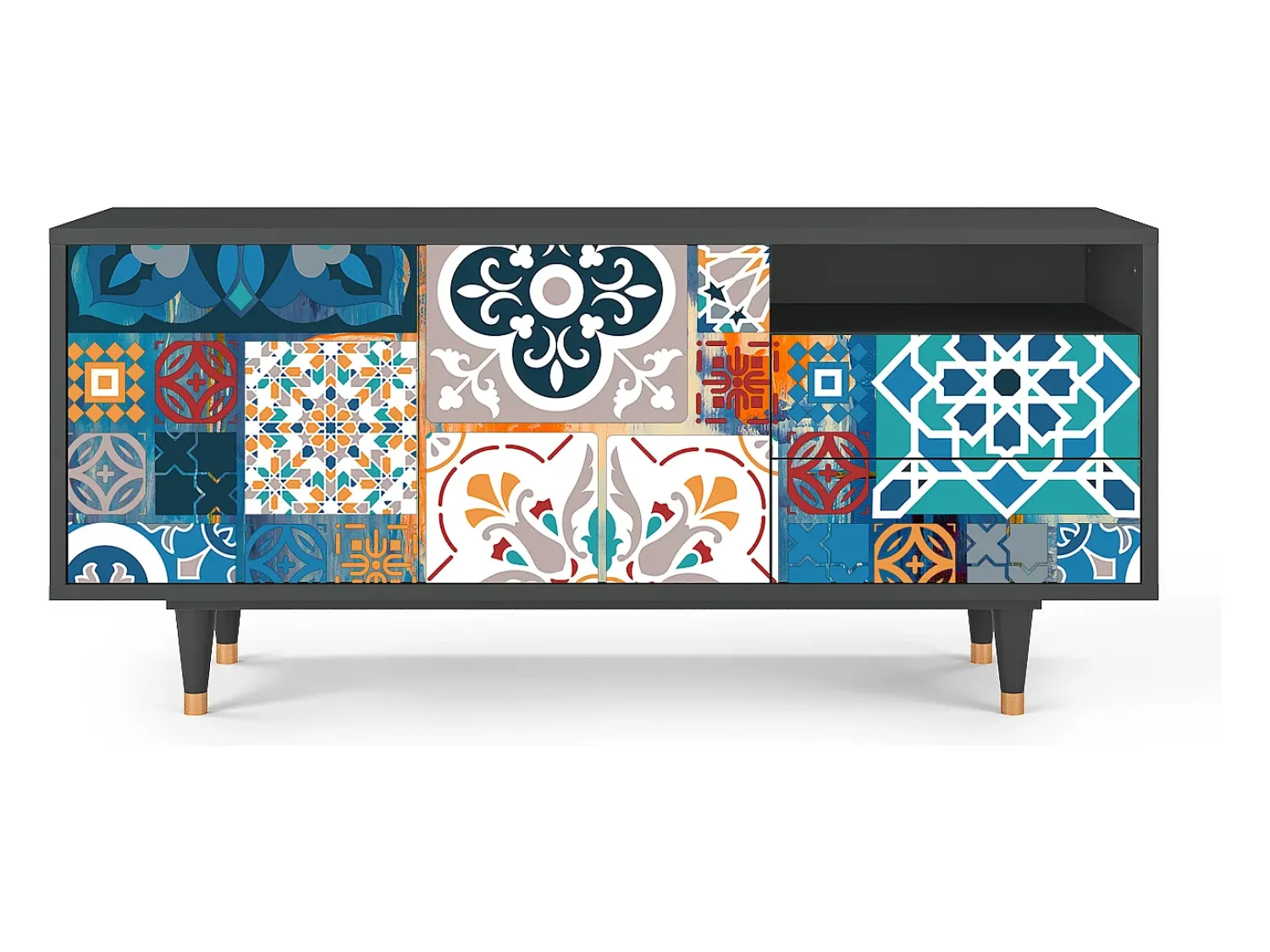 Mueble de TV - 125х56х41 cm - T7 - Moroccan Market, Antracite^ Móvel De Tv