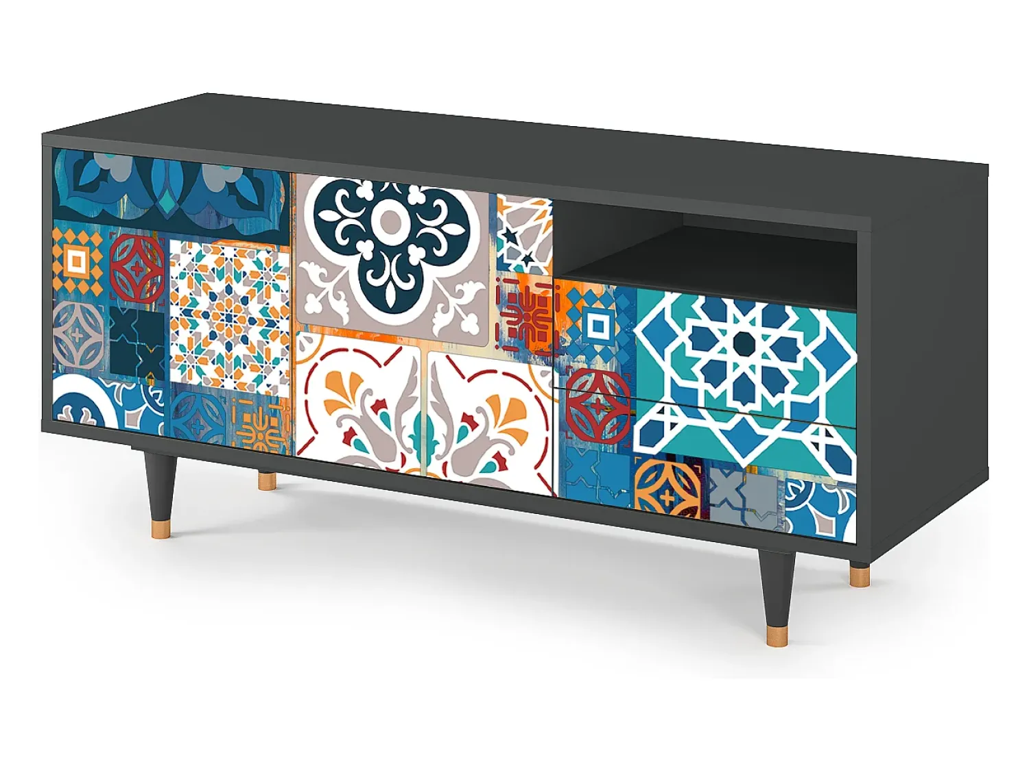 Mueble de TV - 125х56х41 cm - T7 - Moroccan Market, Antracite^ Móvel De Tv