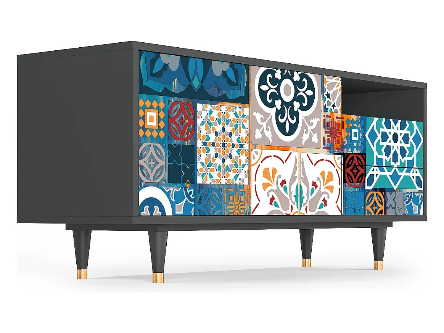 Mueble de TV - 125х56х41 cm - T7 - Moroccan Market, Antracite^ Móvel De Tv