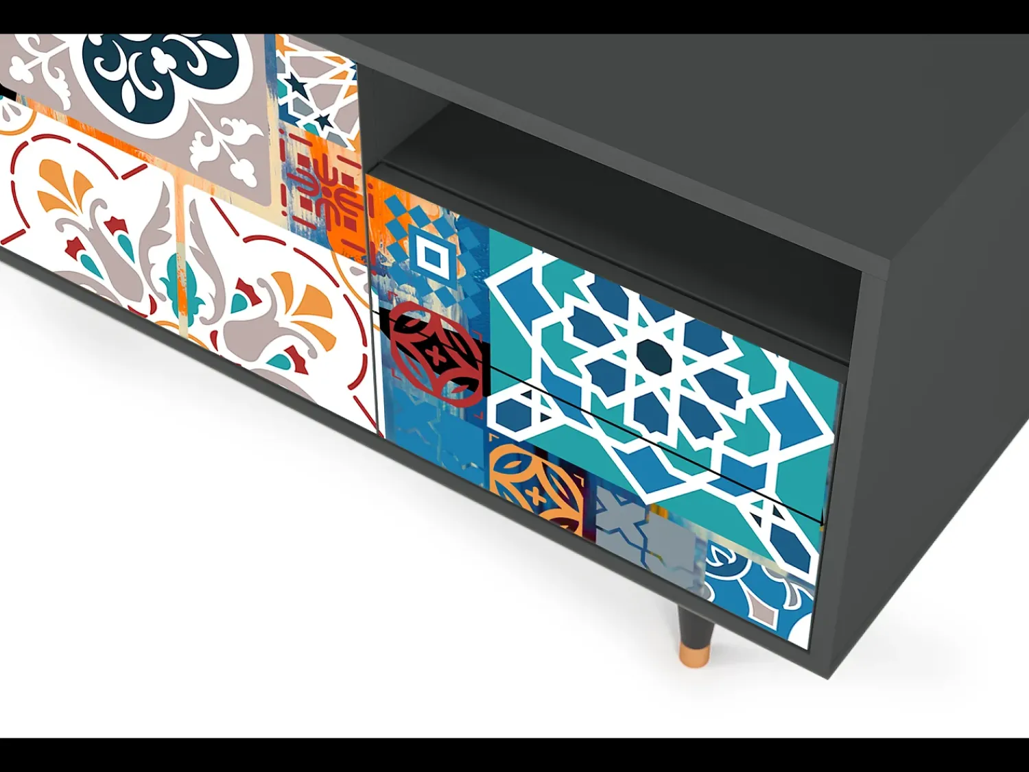 Mueble de TV - 125х56х41 cm - T7 - Moroccan Market, Antracite^ Móvel De Tv