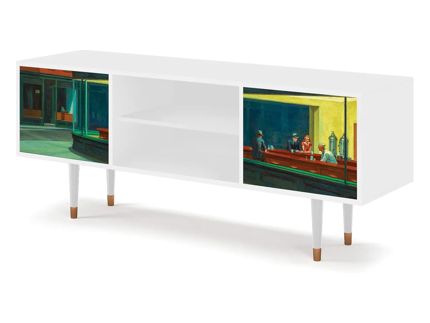 Móvel De Tv* Mueble de TV - 170х69х48 cm - T2 - Nighthawks by Hopper, Branco Bege