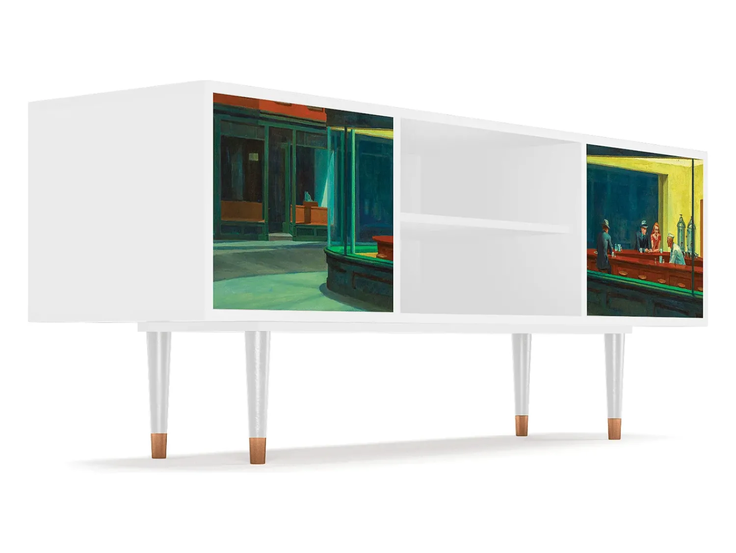 Móvel De Tv* Mueble de TV - 170х69х48 cm - T2 - Nighthawks by Hopper, Branco Bege