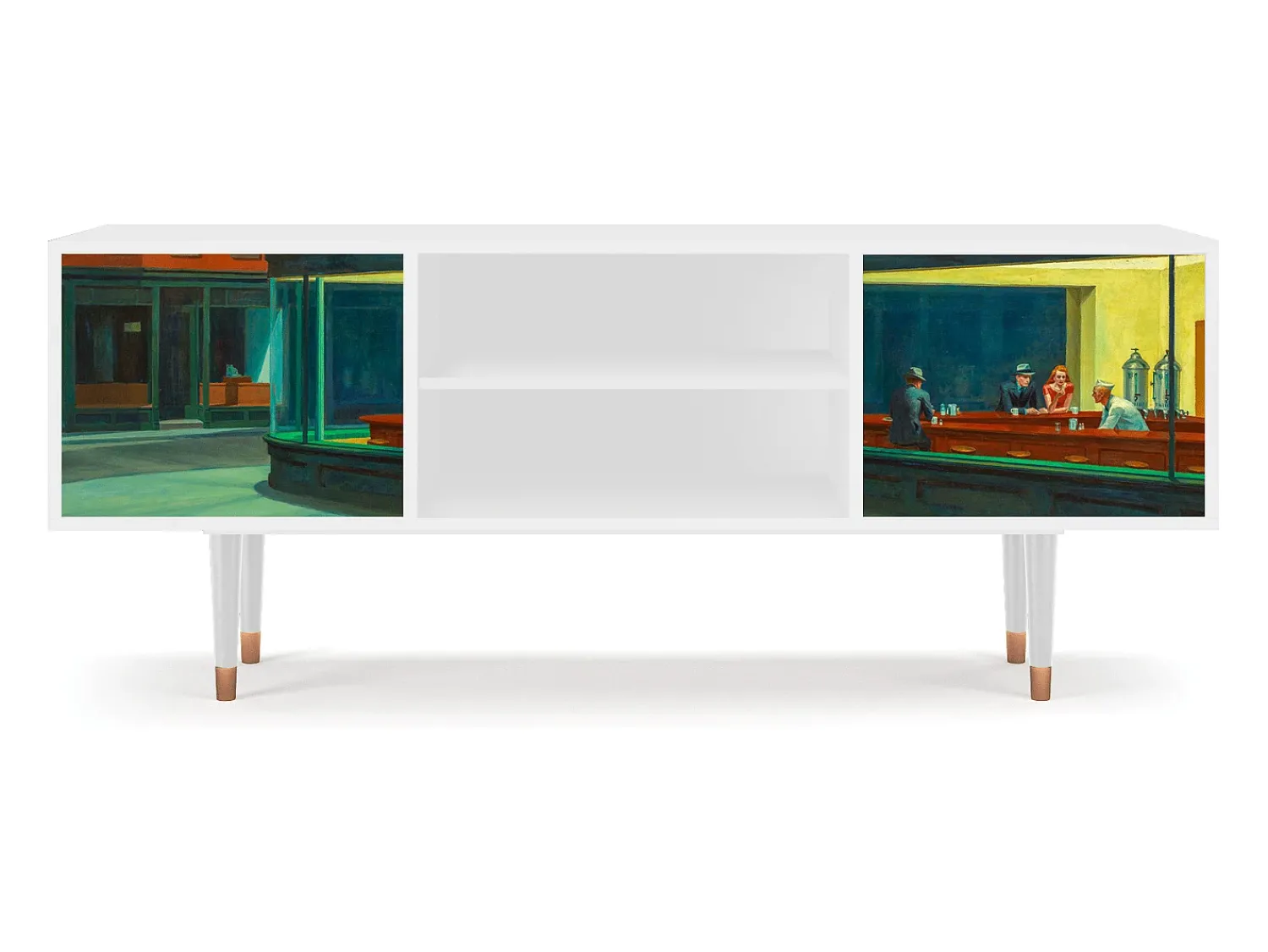 Móvel De Tv* Mueble de TV - 170х69х48 cm - T2 - Nighthawks by Hopper, Branco Bege