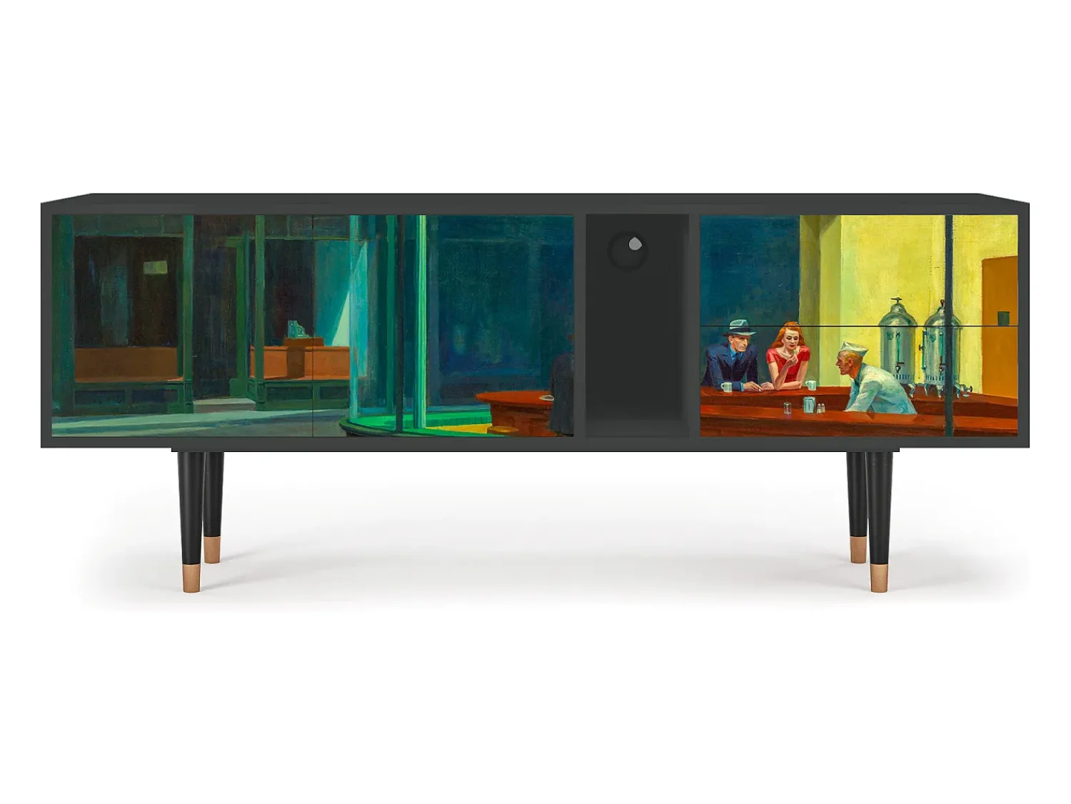 Móvel De Tv| Mueble de TV - 170х69х48 cm - T1 - Nighthawks by Hopper, Antracite Cinza antracite