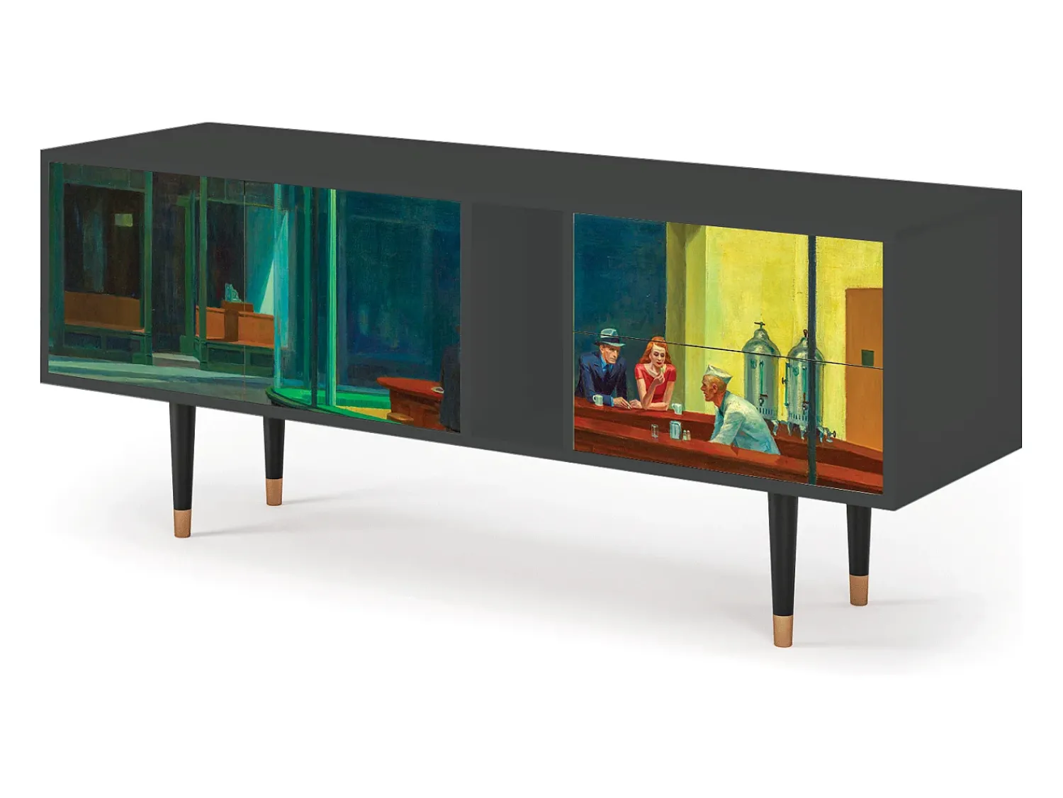 Móvel De Tv| Mueble de TV - 170х69х48 cm - T1 - Nighthawks by Hopper, Antracite Cinza antracite