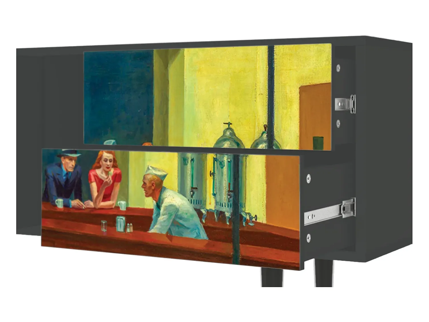 Móvel De Tv| Mueble de TV - 170х69х48 cm - T1 - Nighthawks by Hopper, Antracite Cinza antracite