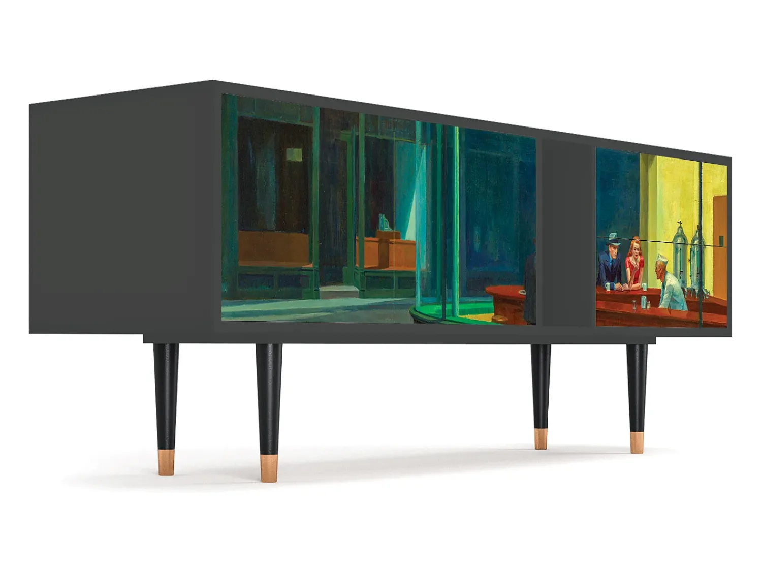 Móvel De Tv| Mueble de TV - 170х69х48 cm - T1 - Nighthawks by Hopper, Antracite Cinza antracite