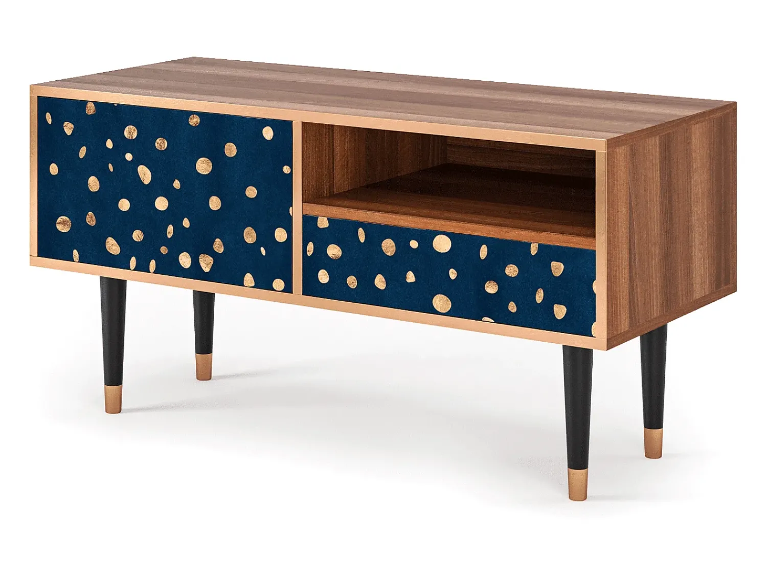 Móvel De Tv| Mueble de TV - 115х59х48 cm - T3 - Night Skies, Nogueira Castanho