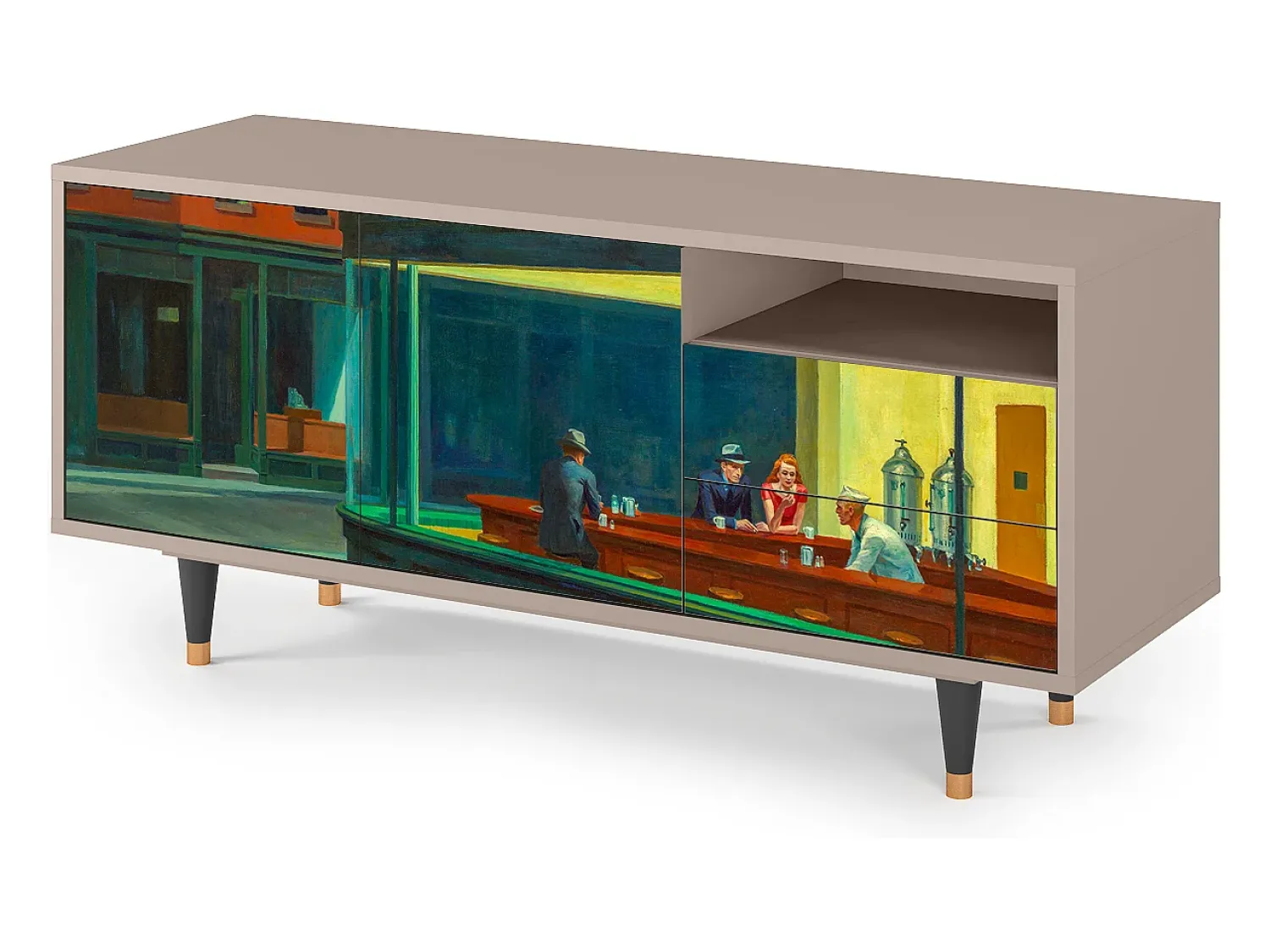 Móvel De Tv* Mueble de TV - 125х56х41 cm - T7 - Nighthawks by Hopper, Latte Bege
