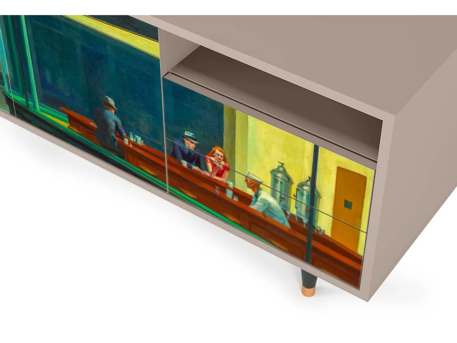 Móvel De Tv* Mueble de TV - 125х56х41 cm - T7 - Nighthawks by Hopper, Latte Bege