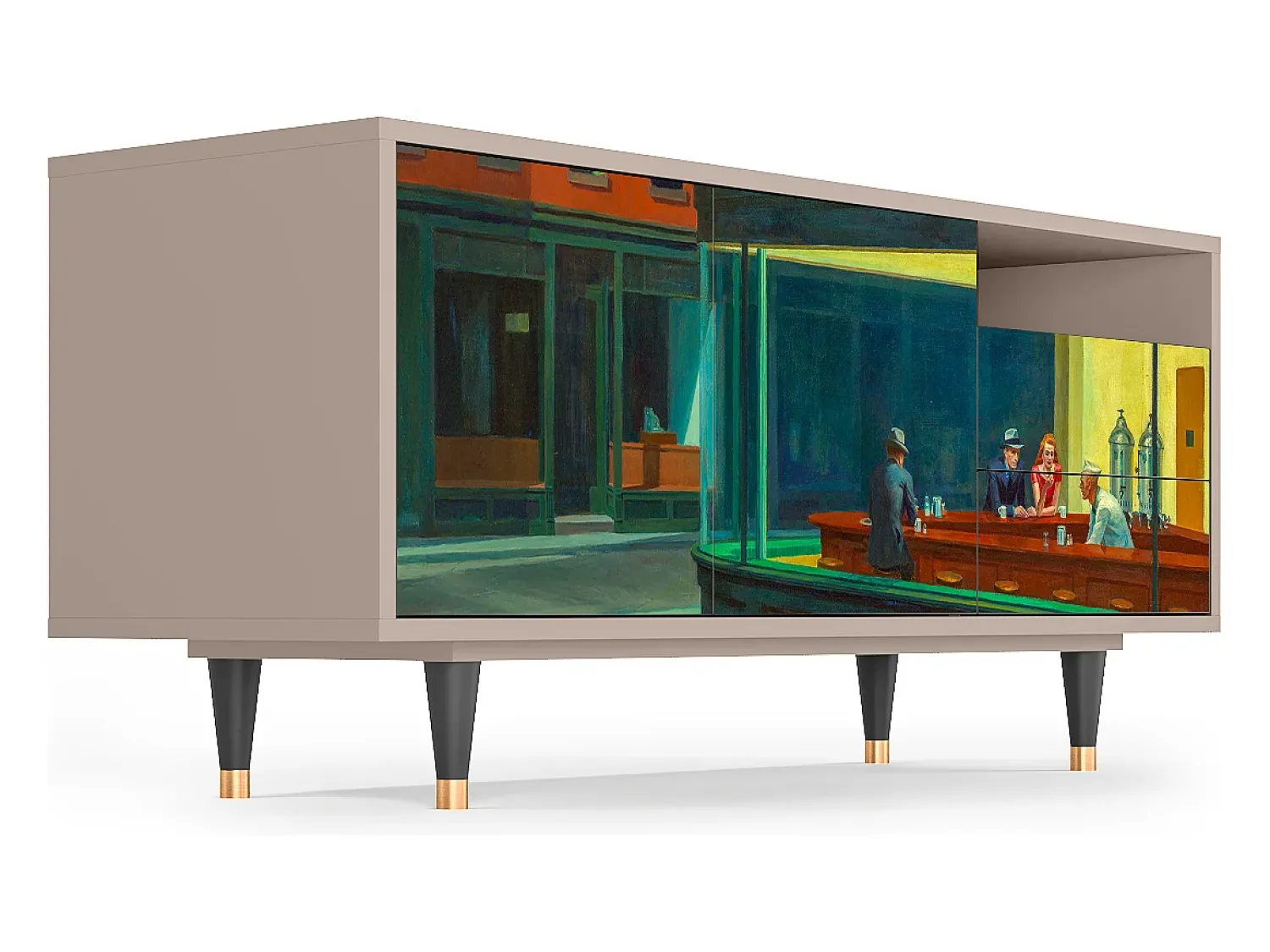 Móvel De Tv* Mueble de TV - 125х56х41 cm - T7 - Nighthawks by Hopper, Latte Bege
