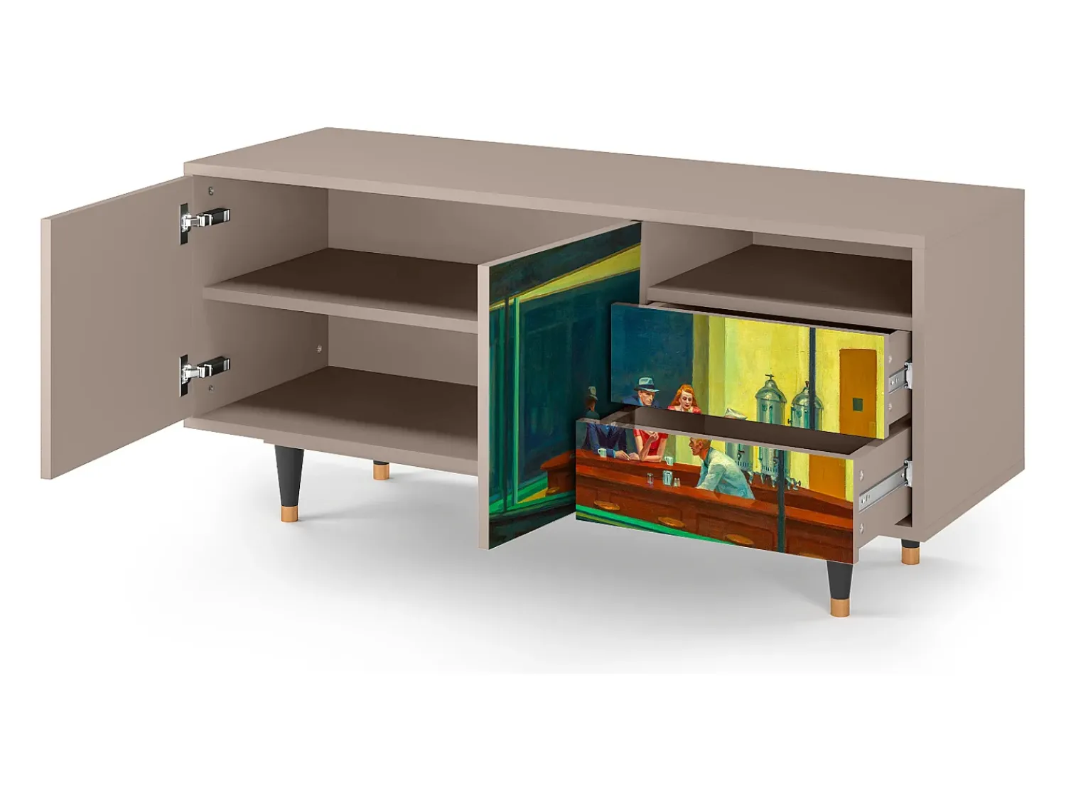 Móvel De Tv* Mueble de TV - 125х56х41 cm - T7 - Nighthawks by Hopper, Latte Bege