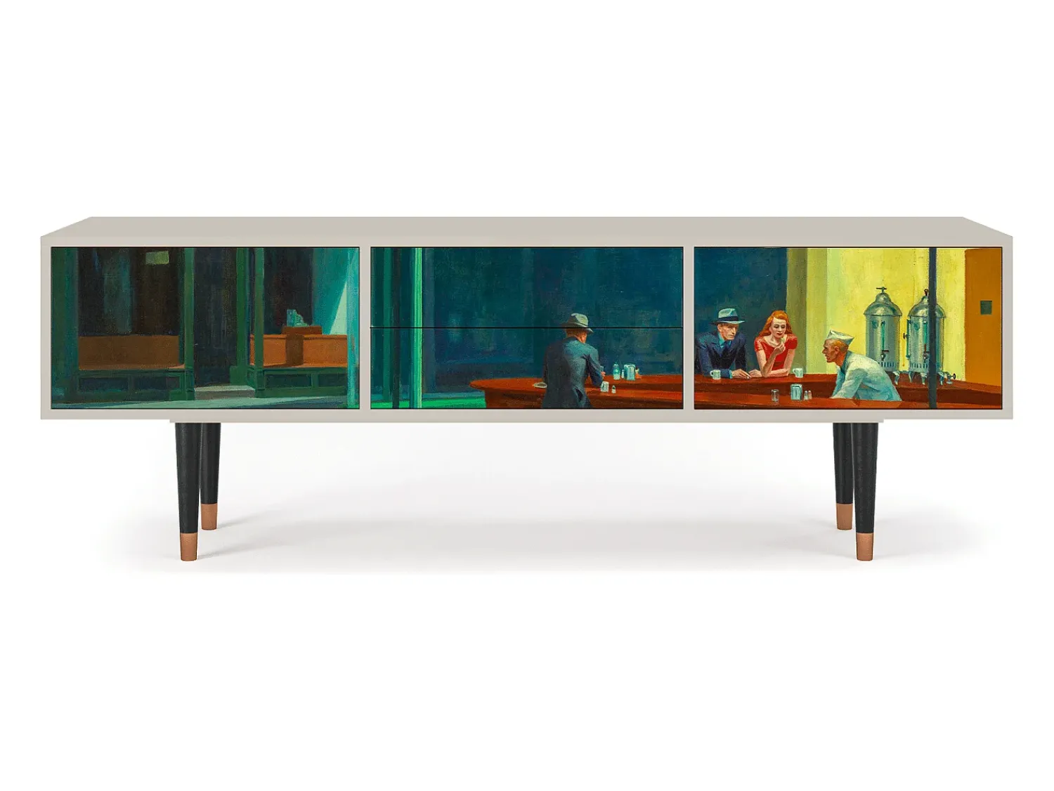 Móvel De Tv* Mueble de TV - 170х59х48 cm - T4 - Nighthawks by Hopper, Areia Bege