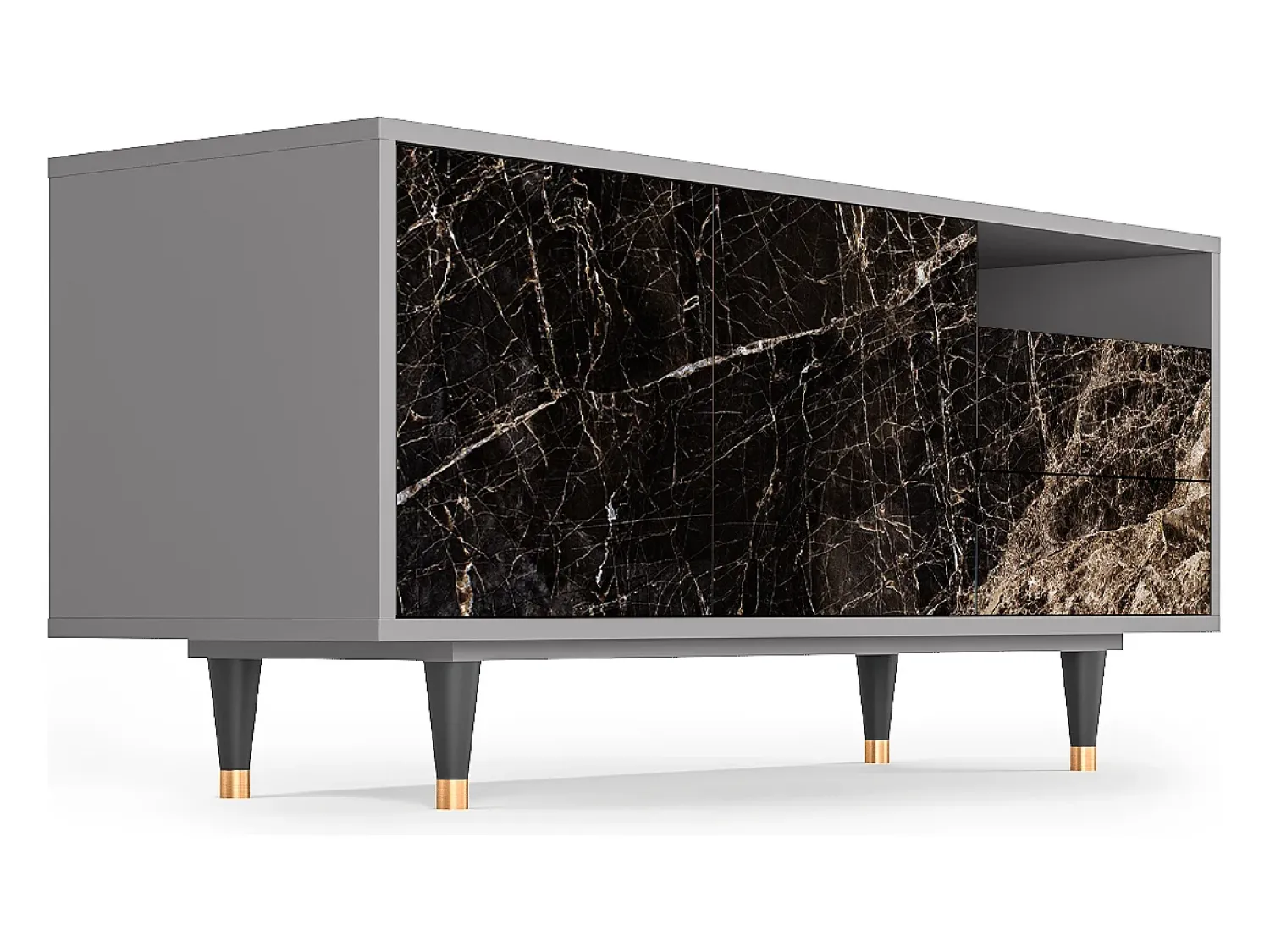 Móvel De Tv* Mueble de TV - 125х56х41 cm - T7 - Night Abyss, Cinza Cinzento