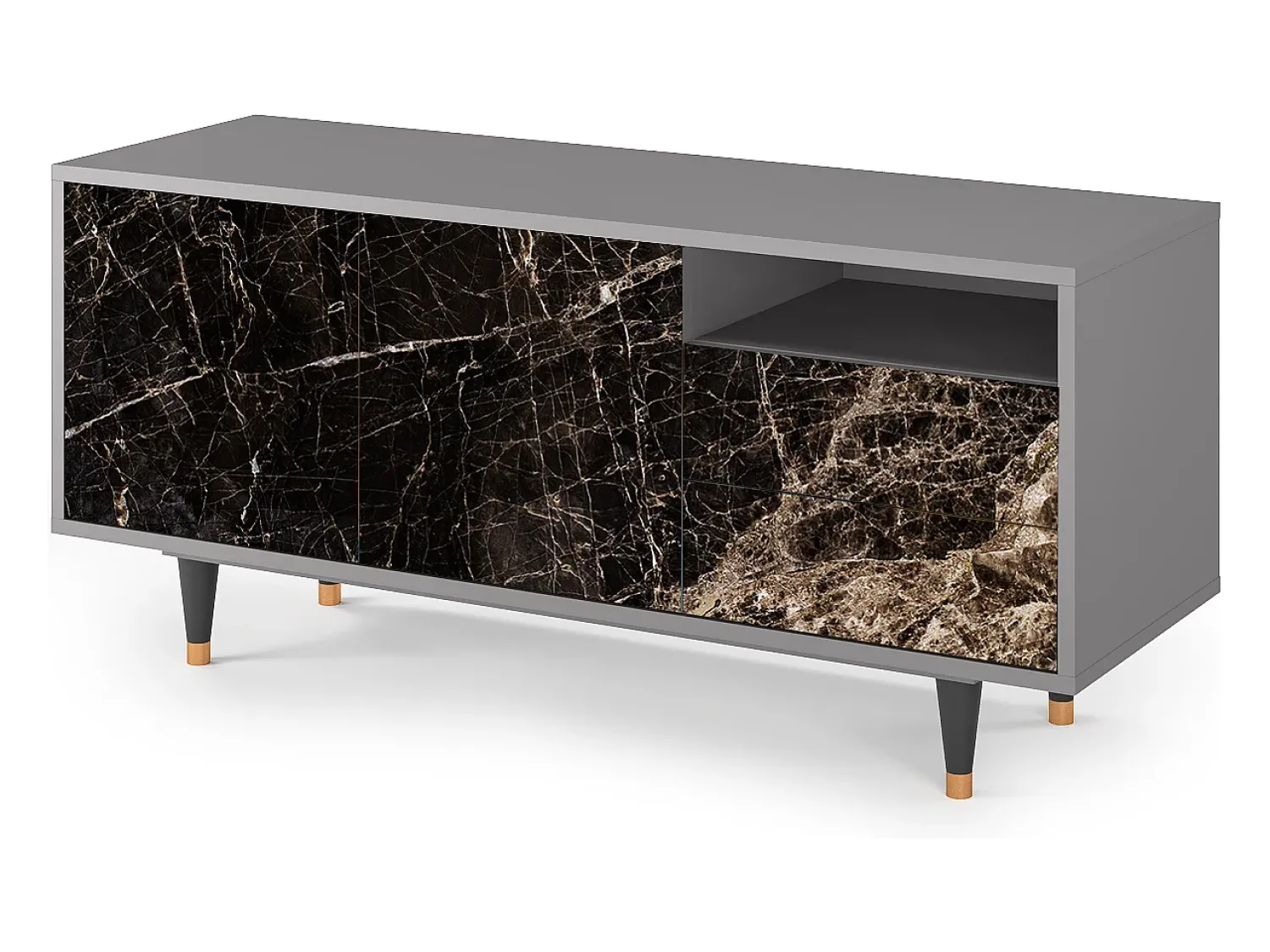 Móvel De Tv* Mueble de TV - 125х56х41 cm - T7 - Night Abyss, Cinza Cinzento