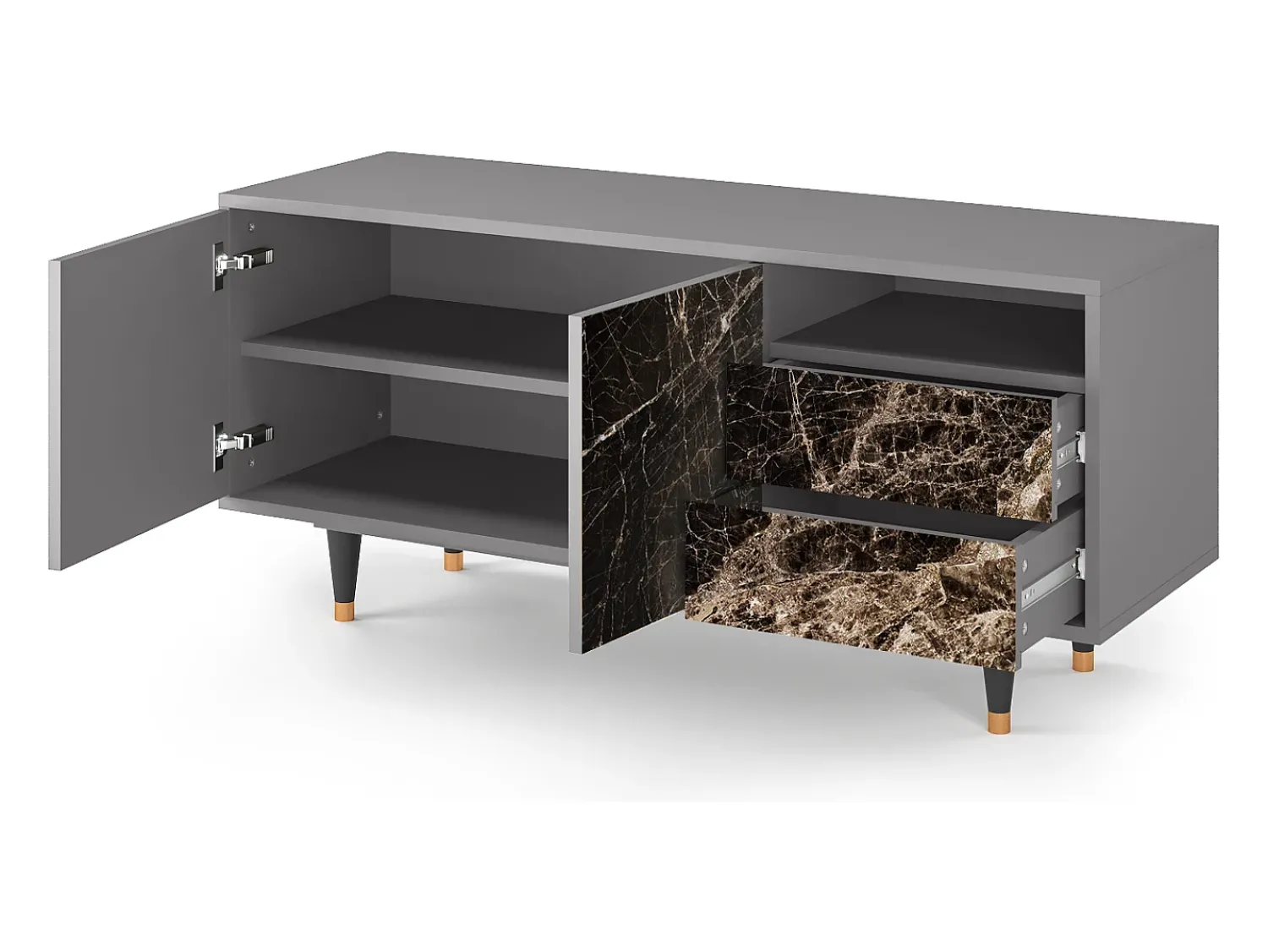 Móvel De Tv* Mueble de TV - 125х56х41 cm - T7 - Night Abyss, Cinza Cinzento