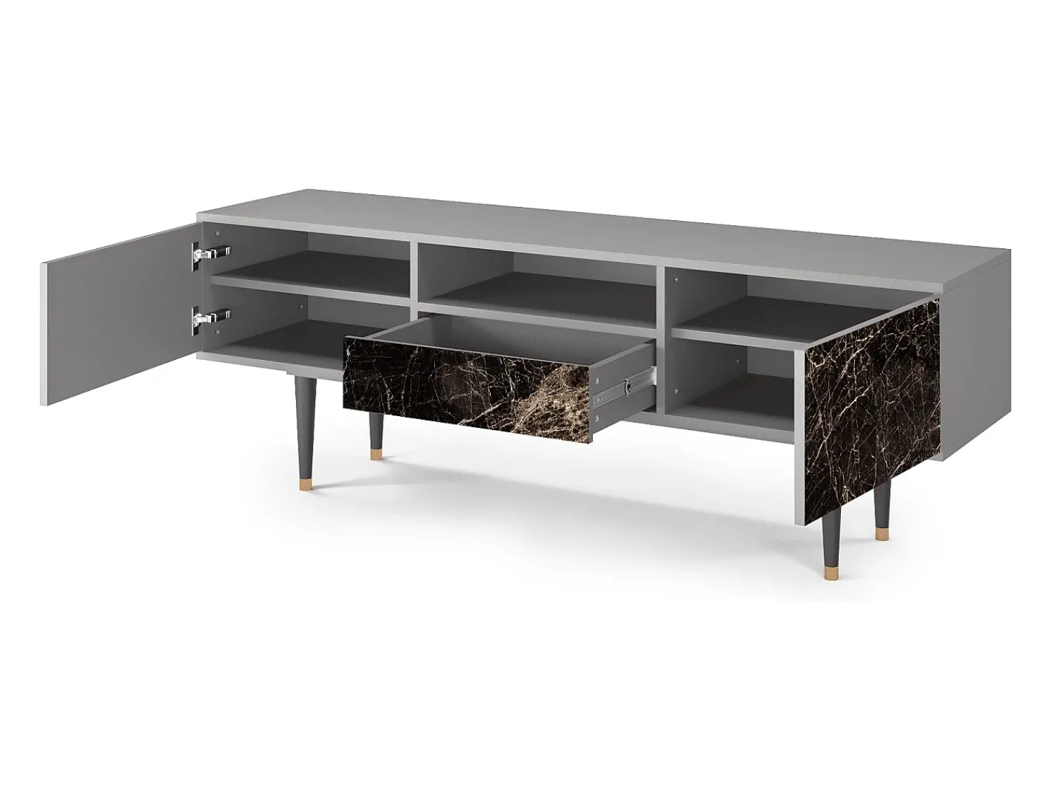 Móvel De Tv* Mueble de TV - 170х59х41 cm - T6 - Night Abyss, Cinza Cinzento